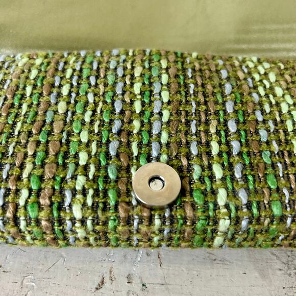 Shiraleah clutch hand bag green tweed fabric satin liner retro office siren - Picture 9 of 11